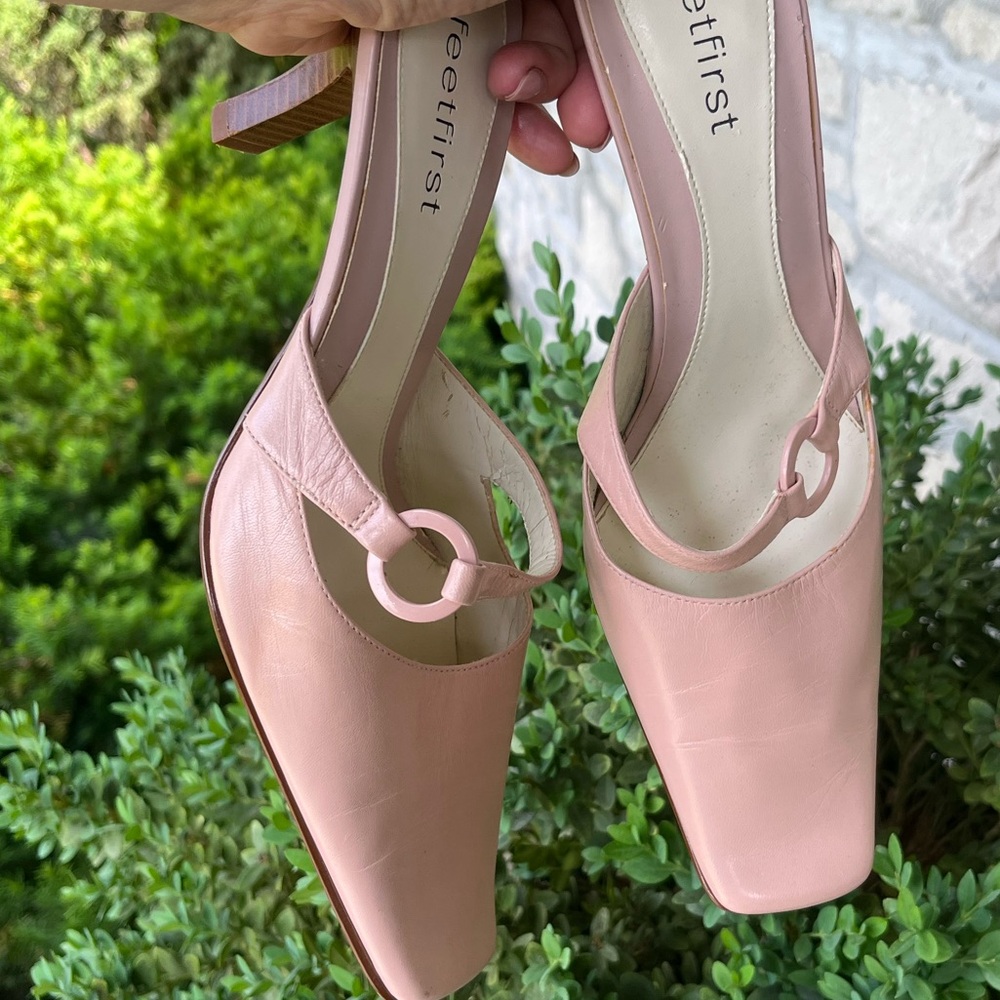 FEET FIRST Pink Mules Heels Size 8.5 Worn Once